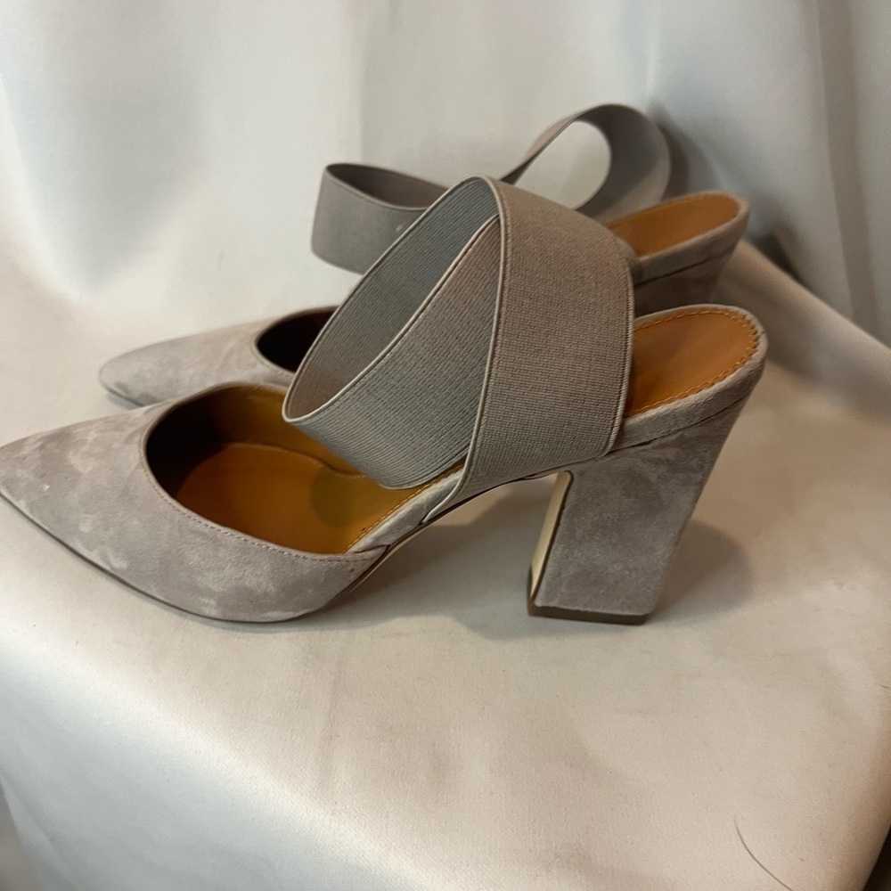Franco Sarto Gray Suede Block Heel Pumps - Picture 3 of 9